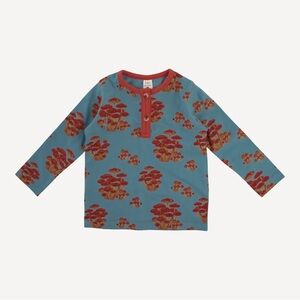 Kate Quinn long sleeve basic henley tee | red mushroom bunch | organic cotton